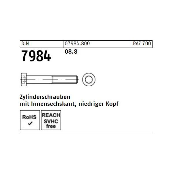 Zylinderschrauben DIN 7984 - niedriger Kopf - Innensechskant - stahl 8.8