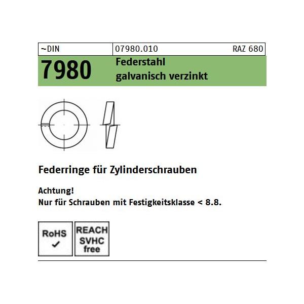 Federringe DIN 7980 - für Zylinderschrauben - verzinkt