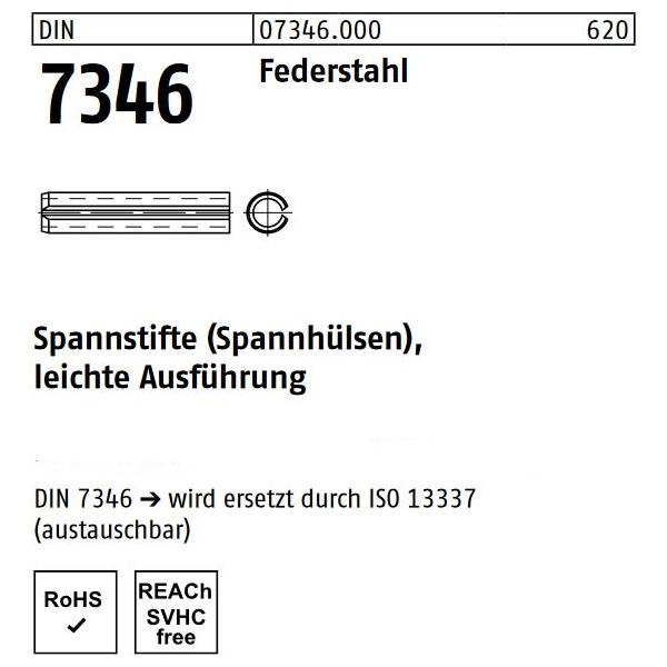Spannhülsen DIN 7346 - geschlitzt - leichte Ausführung - Federstahl