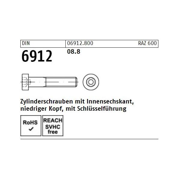 DIN 6912 Zylinderschrauben - Stahl 8.8 - ISK - niedriger Kopf