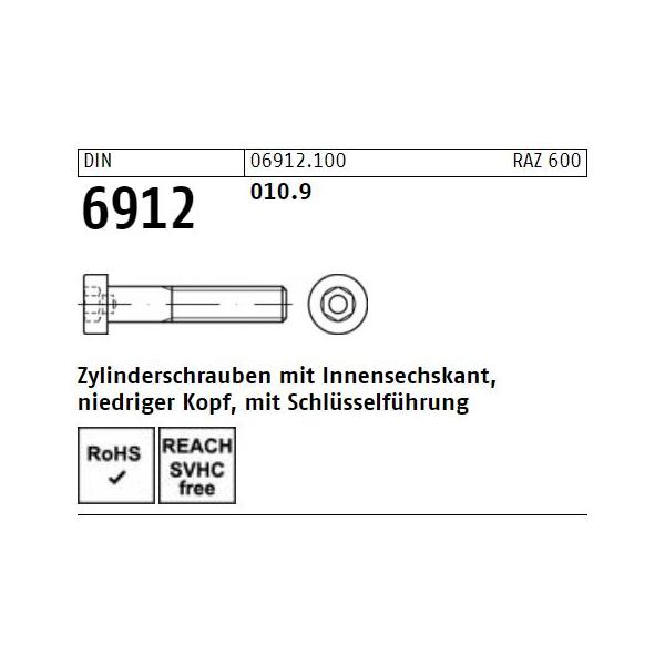 DIN 6912 Zylinderschrauben - Stahl 10.9 - ISK - niedriger Kopf