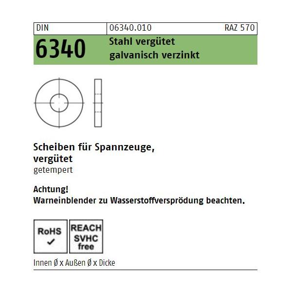Unterlegscheibe DIN 6340 - für Spannzeuge - verzinkt getempert