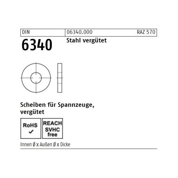 Unterlegscheibe DIN 6340 - für Spannzeuge - Stahl vergütet