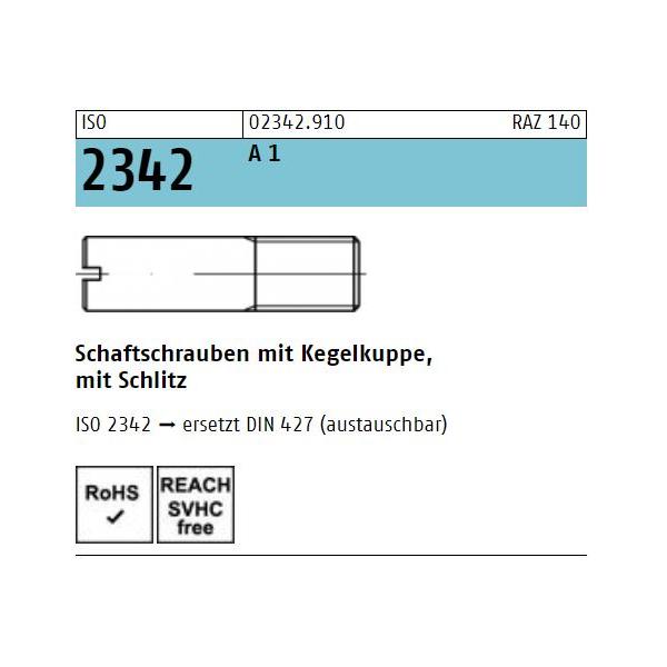 Schaftschrauben ISO 2342 - Kegelkuppe - Schlitz - A1