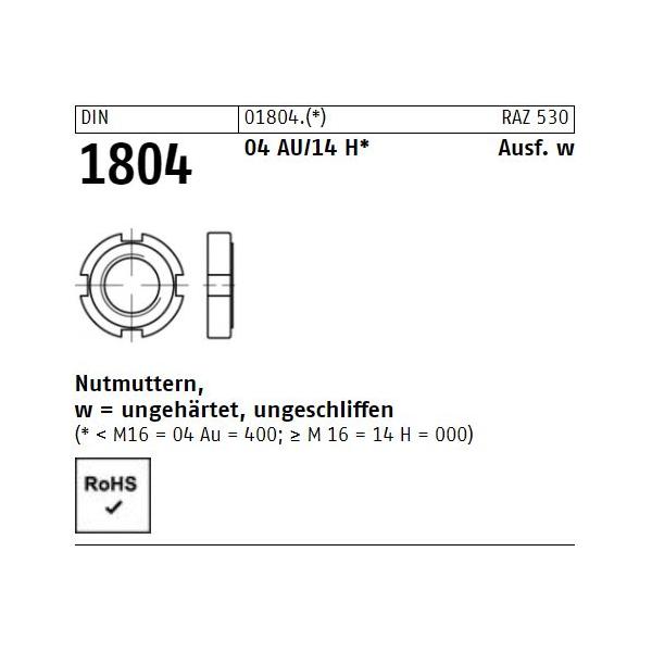Nutmuttern DIN 1804 - Feingewinde - Stahl 14H