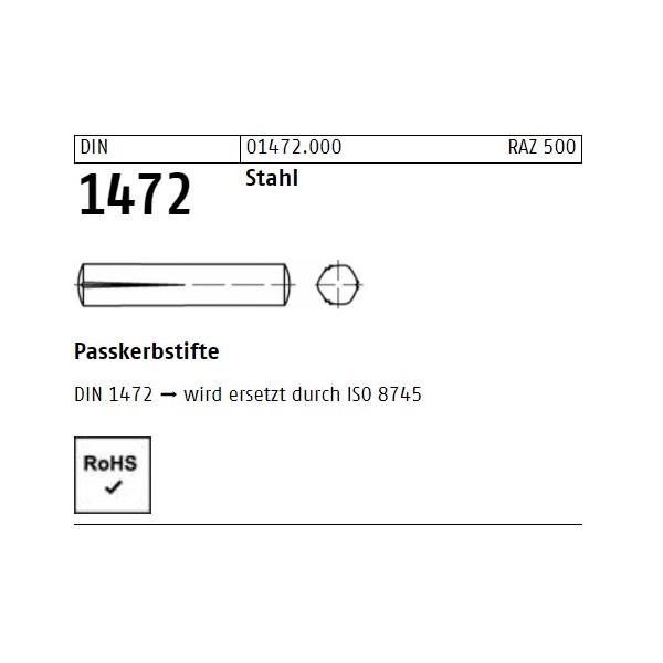 DIN 1472 Passkerbstifte - Stahl