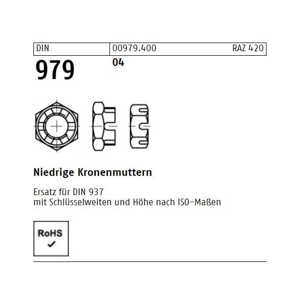 DIN 979 Kronenmuttern - Stahl 4