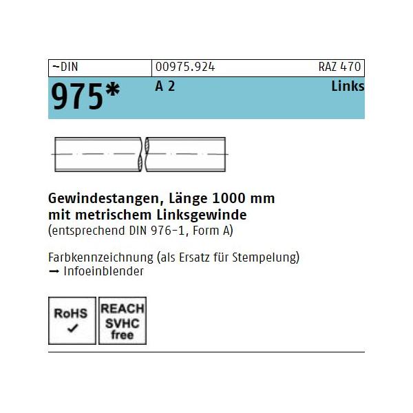 Gewindestangen DIN 975 - Linksgewinde - Edelstahl A2