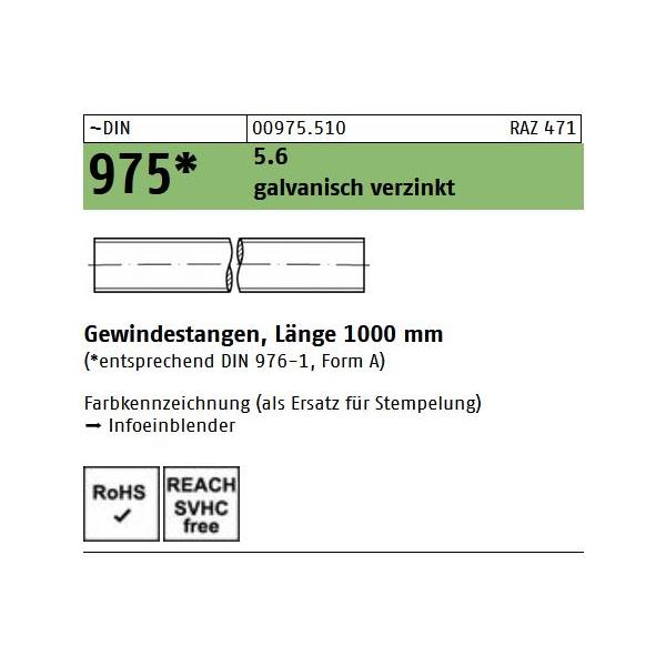 DIN 975 Gewindestangen - verzinkt 5.6