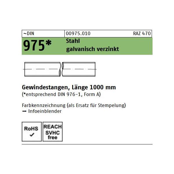 DIN 975 Gewindestangen - verzinkt 4.6