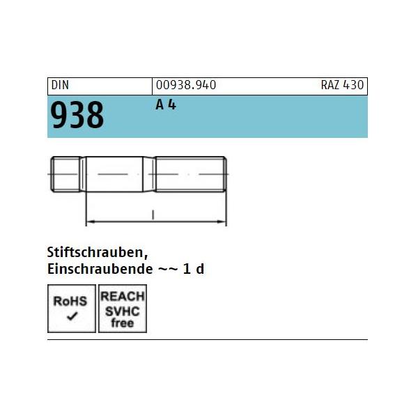 DIN 938 Stiftschrauben - A4