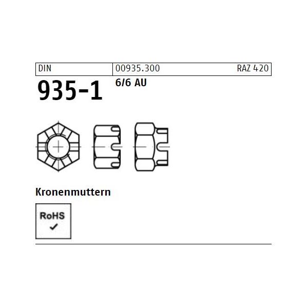 DIN 935-1 Kronenmuttern - Stahl 6