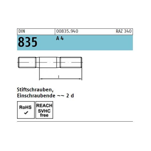 DIN 835 Stiftschrauben - A4