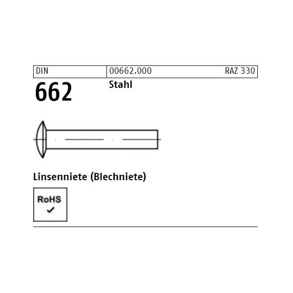 Linsennieten DIN 662 - Stahl blank