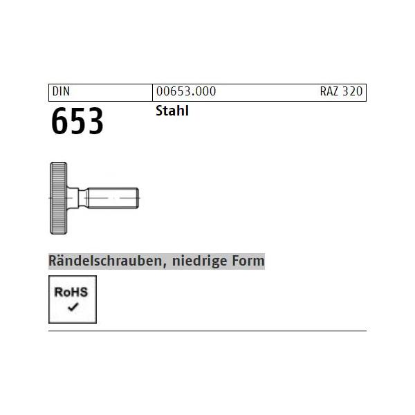 Rändelschrauben DIN 653 - niedrige Form - Stahl