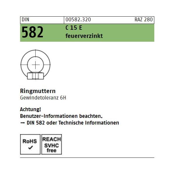 DIN 582 Ringmuttern - C15E  feuerverzinkt