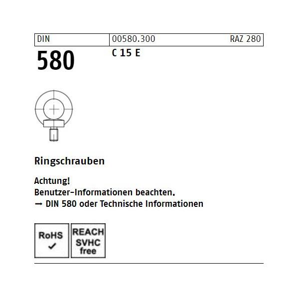 Ringschraube DIN 580 - Stahl C15E blank