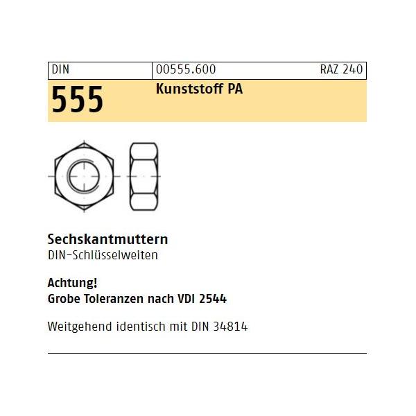 DIN 555 Sechskantmuttern - Kunststoff PA