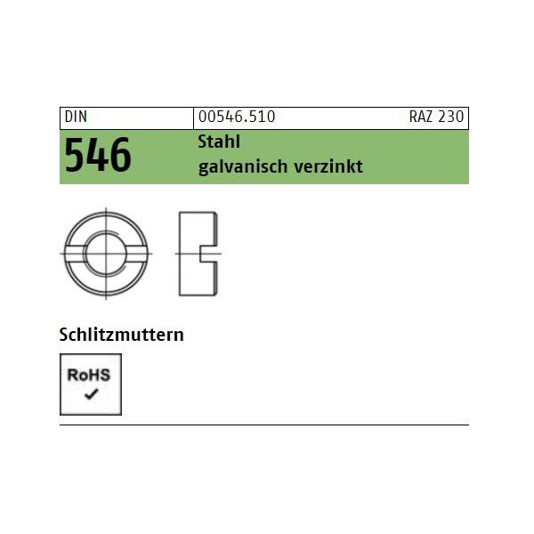 DIN 546 Schlitzmuttern - verzinkt