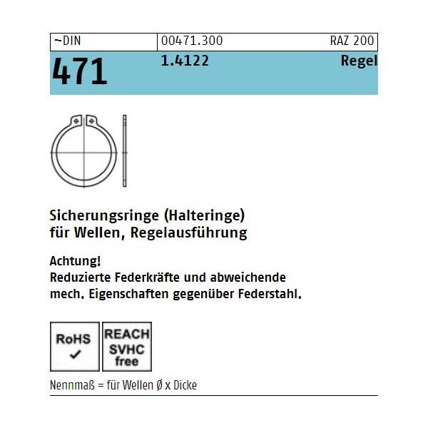 DIN 471 Sicherungsringe - Für Wellen - Edelstahl A2