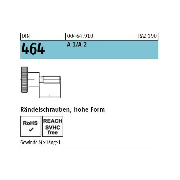 Rändelschrauben DIN 464 - hohe Form - Edelstahl 1.4305 A1/A2