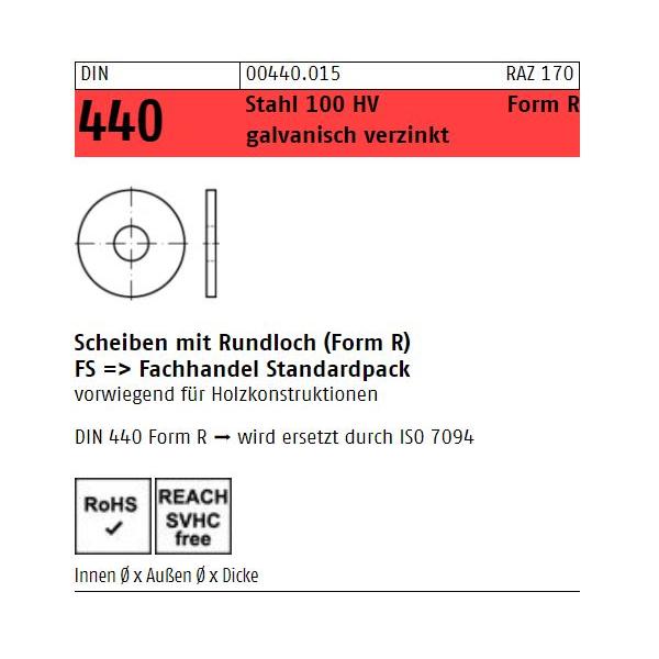 DIN 440 Bauscheiben - Stahl - verzinkt - Form R