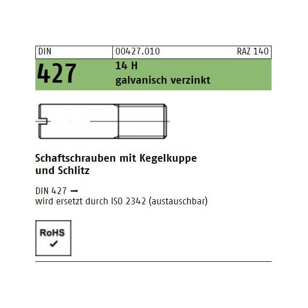Schaftschrauben DIN 427 - Kegelkuppe - Schlitz - verzinkt 14H