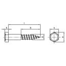 Holzschrauben DIN 571 - 10x60 mm - Sechskantkopf - A2 - 10 Stück