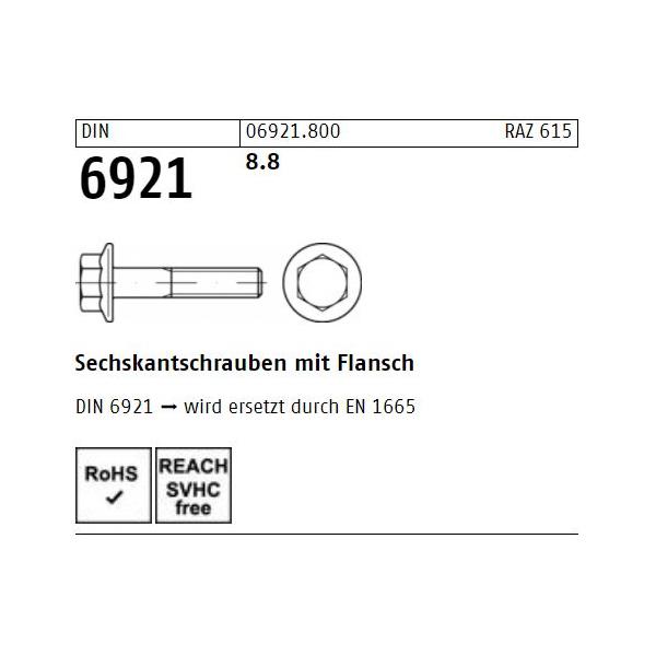 Sechskantschrauben DIN 6921 - Sechskantkopf mit Flansch - Stahl 8.8