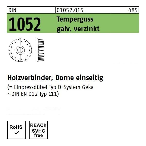 DIN 1052 Holzverbinder Temperg Typ D, gal Zn, eins.,