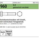 DIN 960 Sechskantschrauben - verzinkt 8.8 - TG - Feingewinde