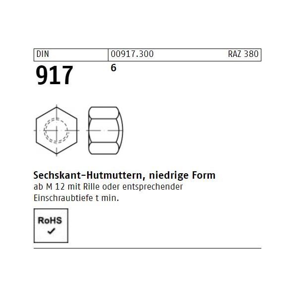 DIN 917 Hutmuttern - Stahl 6