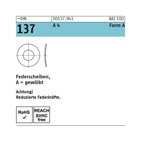 Federscheiben DIN 137 - Form A - gewölbt - A4