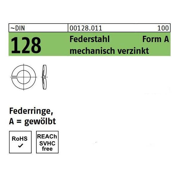 DIN 128 Federringe - Form A - gewölbt - Verzinkt