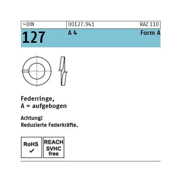 DIN 127 Federringe - Form A - Aufgebogen - Edelstahl A4