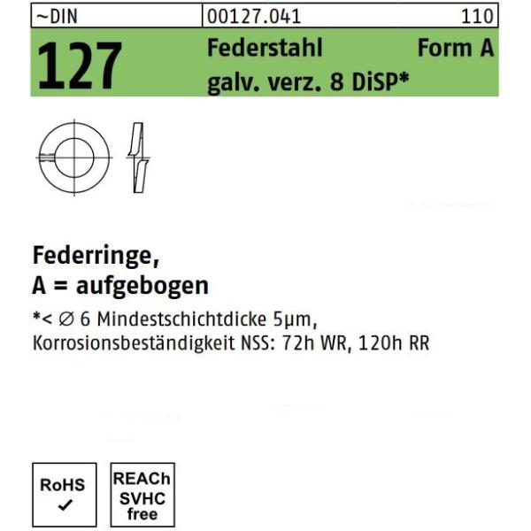 DIN 127 Federringe - Form B - Glatt - verzinkt 8 - DiSP