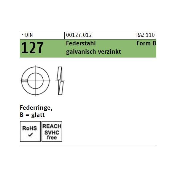 DIN 127 Federringe - Form B - Glatt - verzinkt