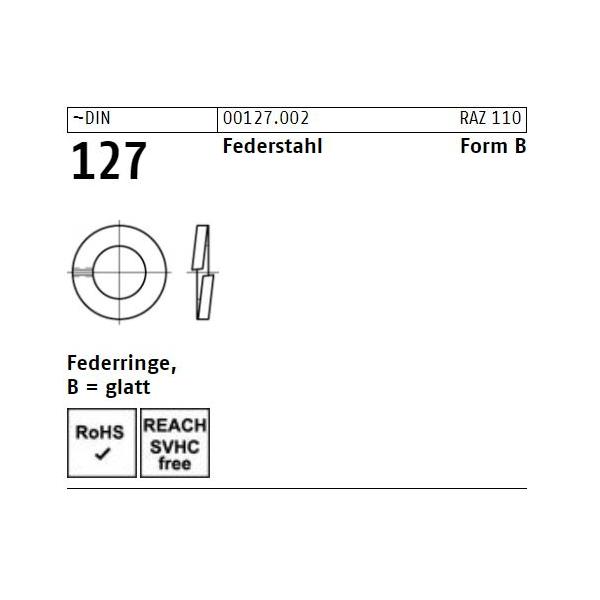 DIN 127 Federringe - Form B - Glatt - Federstahl