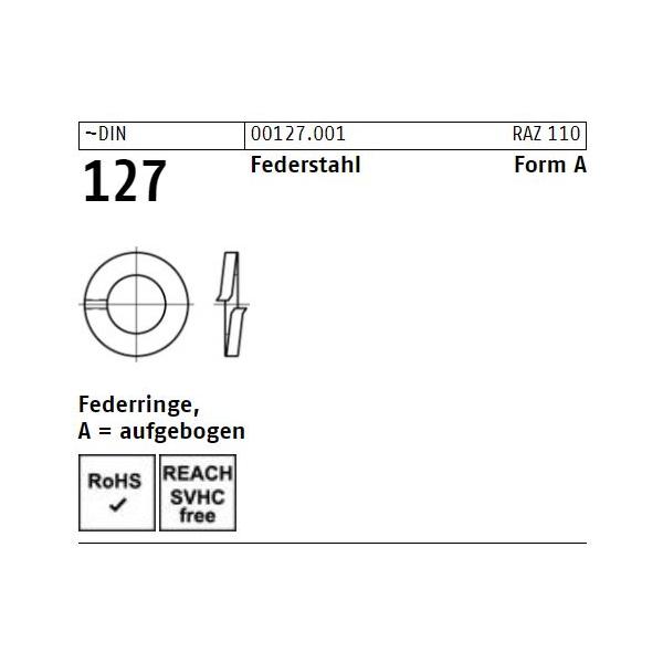 DIN 127 Federringe - Form A - Aufgebogen - Federstahl