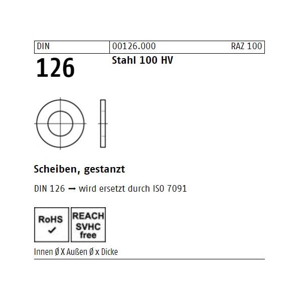 Unterlegscheiben DIN 126 - Stahl - 100HV
