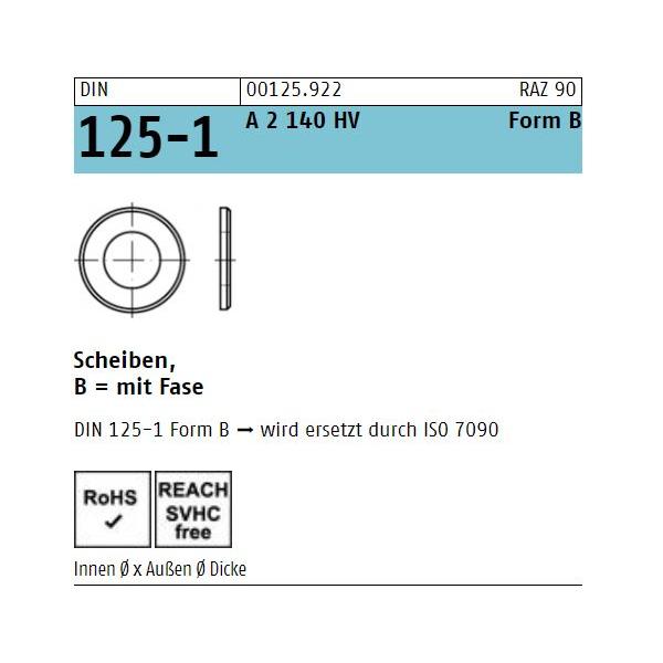 Unterlegscheiben DIN 125 - Form B - mit Fase - Edelstahl A2
