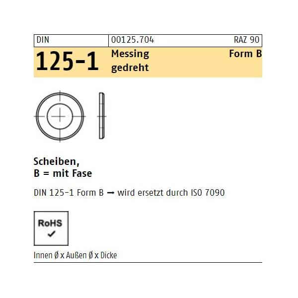 DIN 125 Unterlegscheiben Messing - Form B