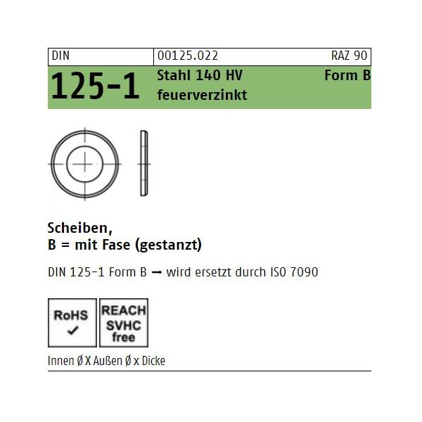 DIN 125 Unterlegscheiben Stahl - feuerverzinkt - Form B