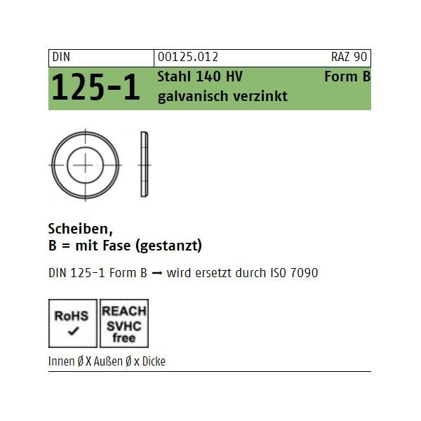 DIN 125 Unterlegscheiben Stahl - verzinkt - Form B