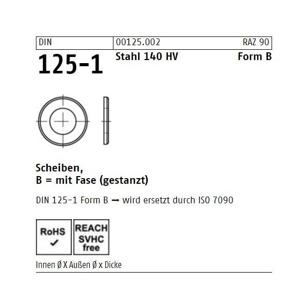 DIN 125 Unterlegscheiben Stahl - blank - Form B