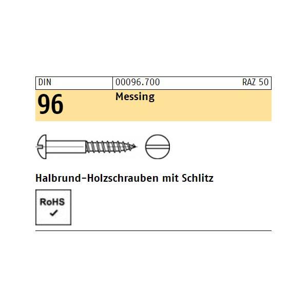 Holzschrauben DIN 96 - Halbrundkopf - Schlitz - Messing