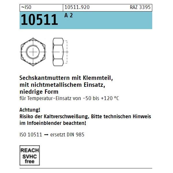 ISO 10511 Sicherungsmuttern - A2