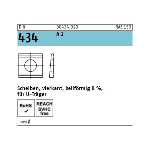 DIN 434 - Keilscheibe A2  / 11mm // 50 Stück