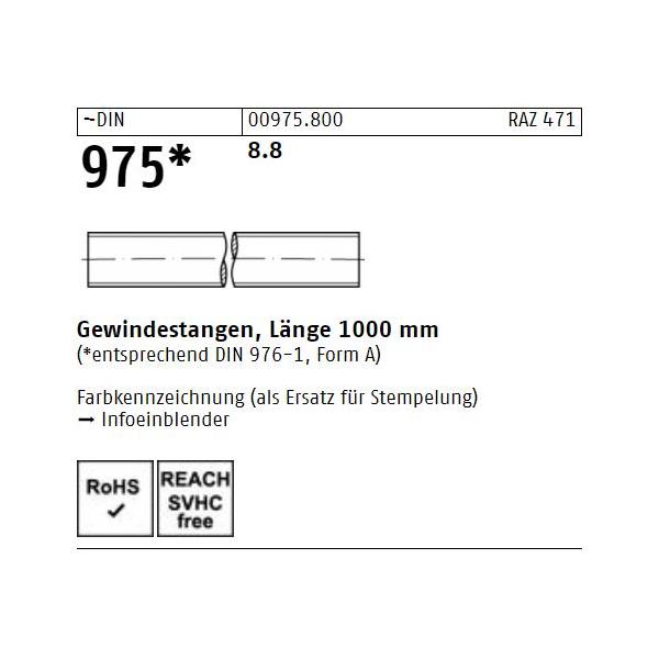 DIN 975 - Gewindestange ST 8.8 /  4 x 1000 // 1 Stück