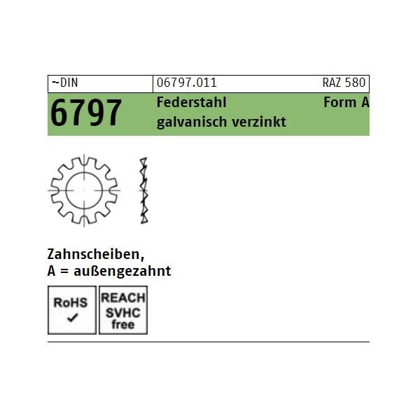 DIN 6797 - Zahnscheibe Form A FSTVZ  /  5,3mm // 500 Stück